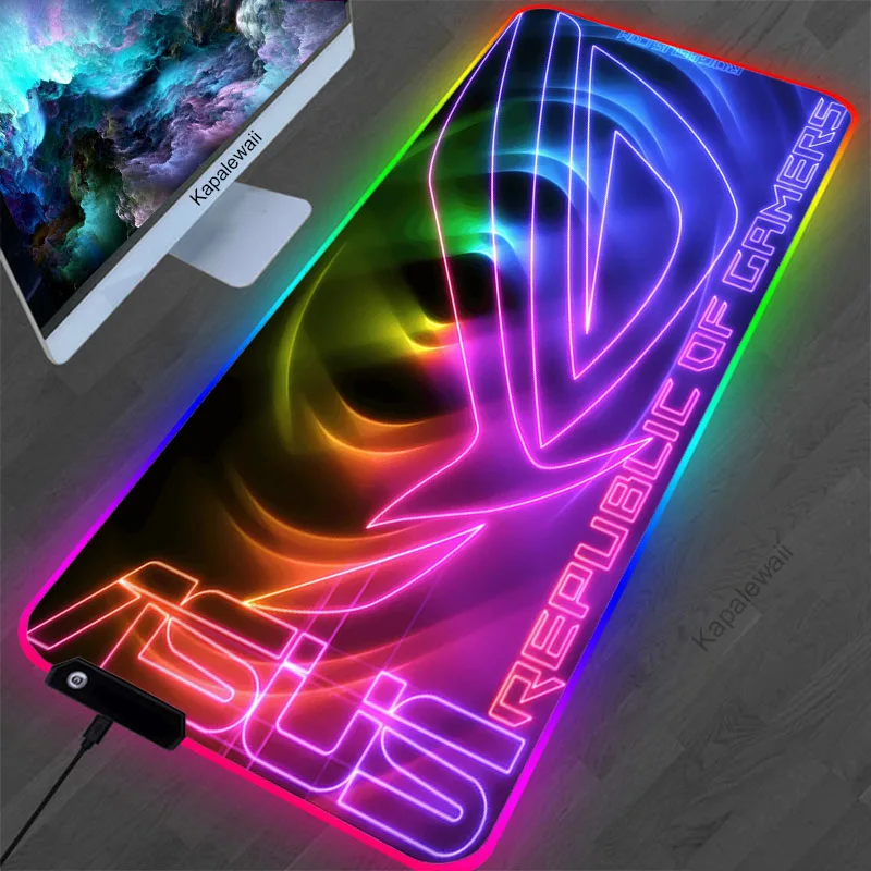 

Gaming Mousepad Game Slipmat Rog Asus RGB Led Setup Gamer Decoration Cool Glowing Mouse Mat Pc Republic of Gamers with Cable Rug