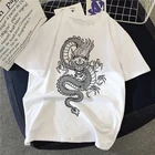Футболка женская с принтом китайского дракона, Повседневная рубашка с коротким рукавом и круглым вырезом, топ в стиле унисекс, милая мультяшная одежда, на лето