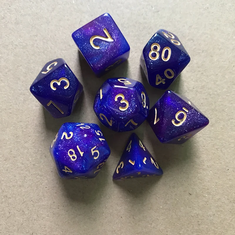 

1Set=7PC Polyhedral Dice Set With Pouch Double-Colors Gold Numbers Of D4 D6 D8 D10 D% D12 D20 For DND RPG Table Games