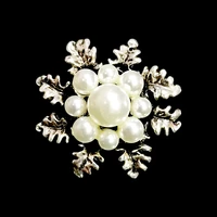 rshczy fashion jewelry high quality vintage silvery brooch imitation white pearl flower pins for women wedding accessories