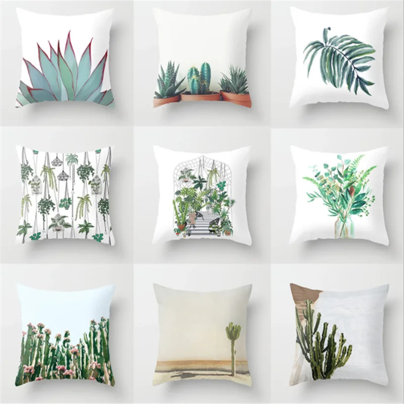 

Pillowcase peach skin modern minimalist Nordic creative home car cushion Tropical Plants Pillow Case Polyester Decorative