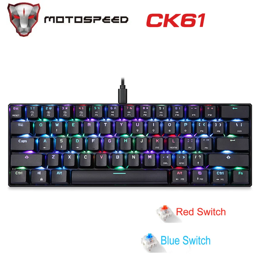 Механическая клавиатура MOTO SPEED CK61 CK62, игровая RGB клавиатура с русской и английской раскладкой, с защитой от привидений, для компьютера, ТВ-приставки - изображение
