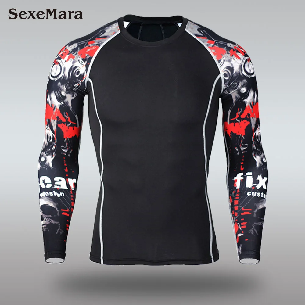 Only T-shirt Мужские кальсоны, костюм, компрессионное термобелье для мужчин, колготки для фитнеса, набор для бега, спортивный Рашгард, для спортзала, для велоспорта, спортивная одежда - Цвет: Only T-shirt