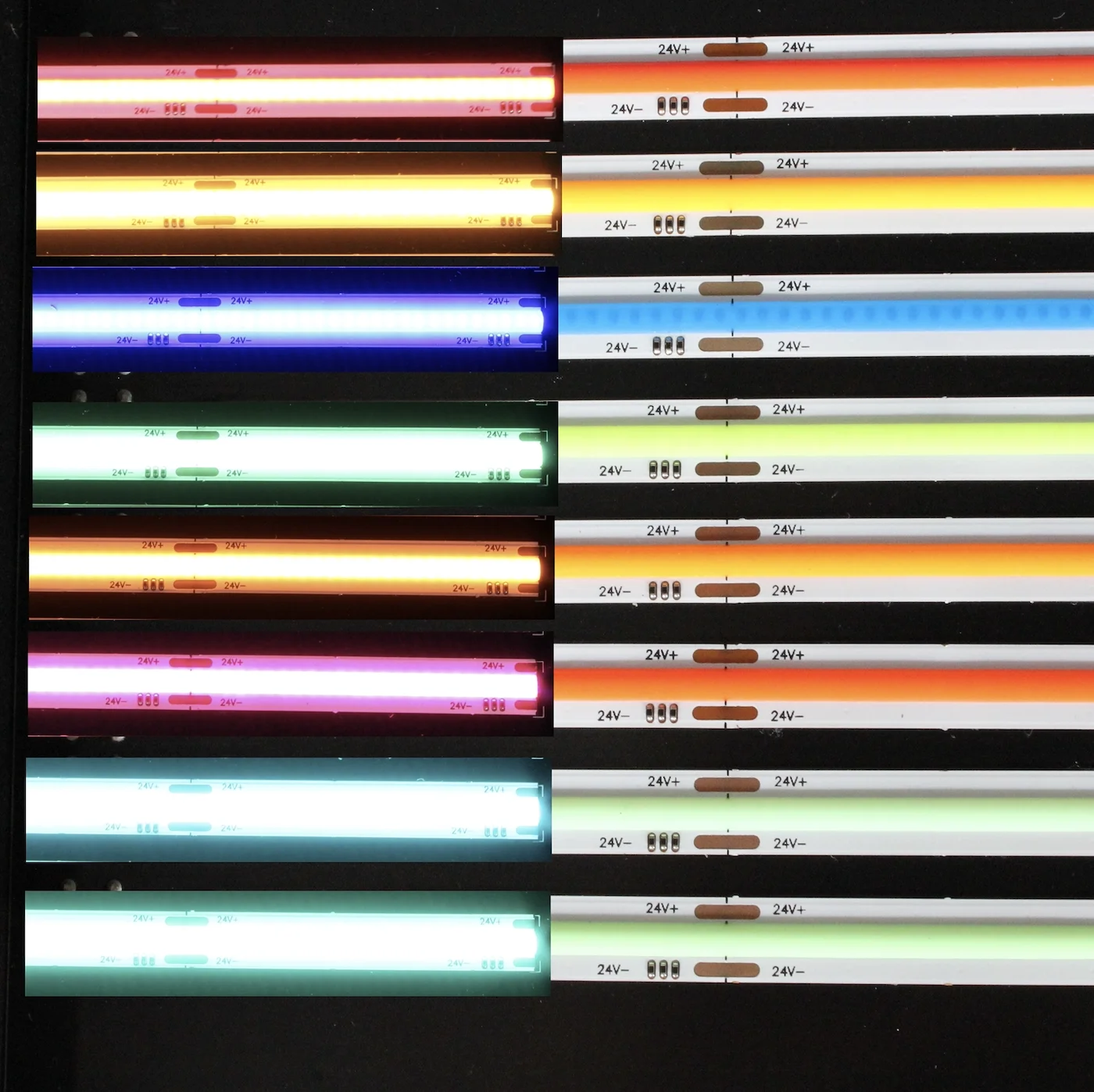 Красочные COB светодиодный лента LED светильник 12V/24V DC не обладает