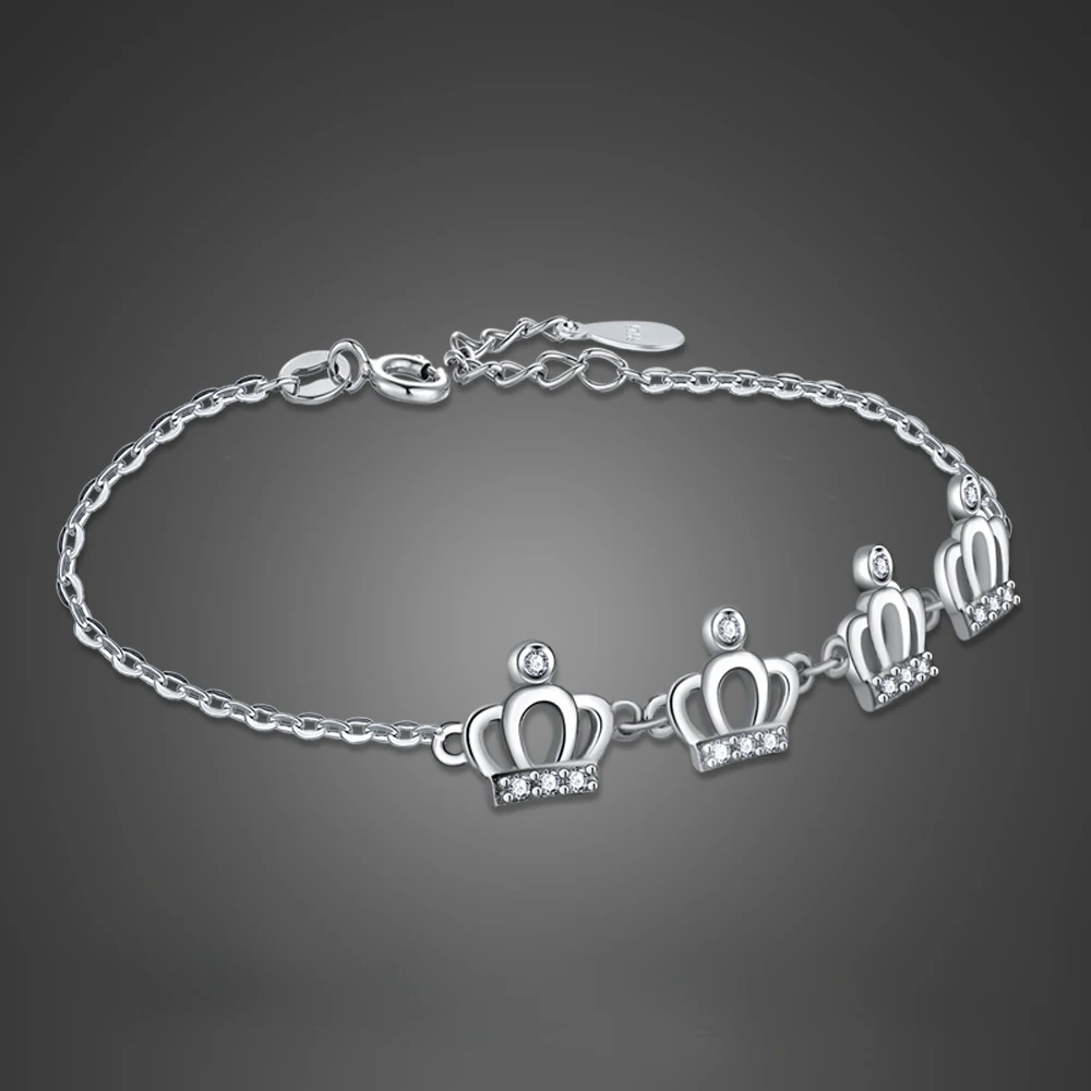 

Высокое качество корона браслеты 100% 925 стерлингового серебра модная и элегантная цепи браслеты-манжеты с цепочкой женские манжеты, хорошее ...