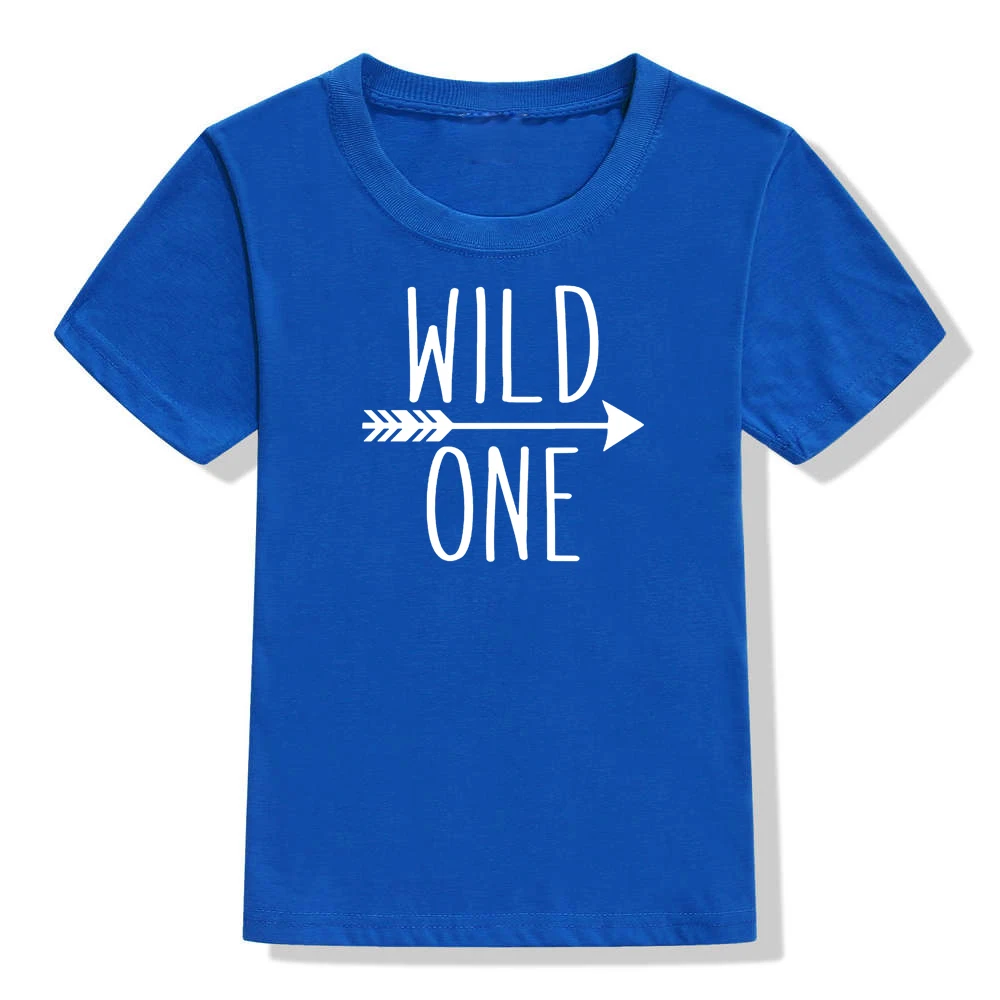Wild One/детская футболка для первого дня рождения; Повседневная футболка для маленьких мальчиков и девочек; Детские забавные модные футболки с короткими рукавами; комплекты одежды