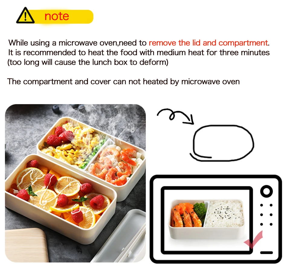 СВЧ двухслойный Ланч-бокс деревянный Bento box портативный контейнер BPA бесплатно