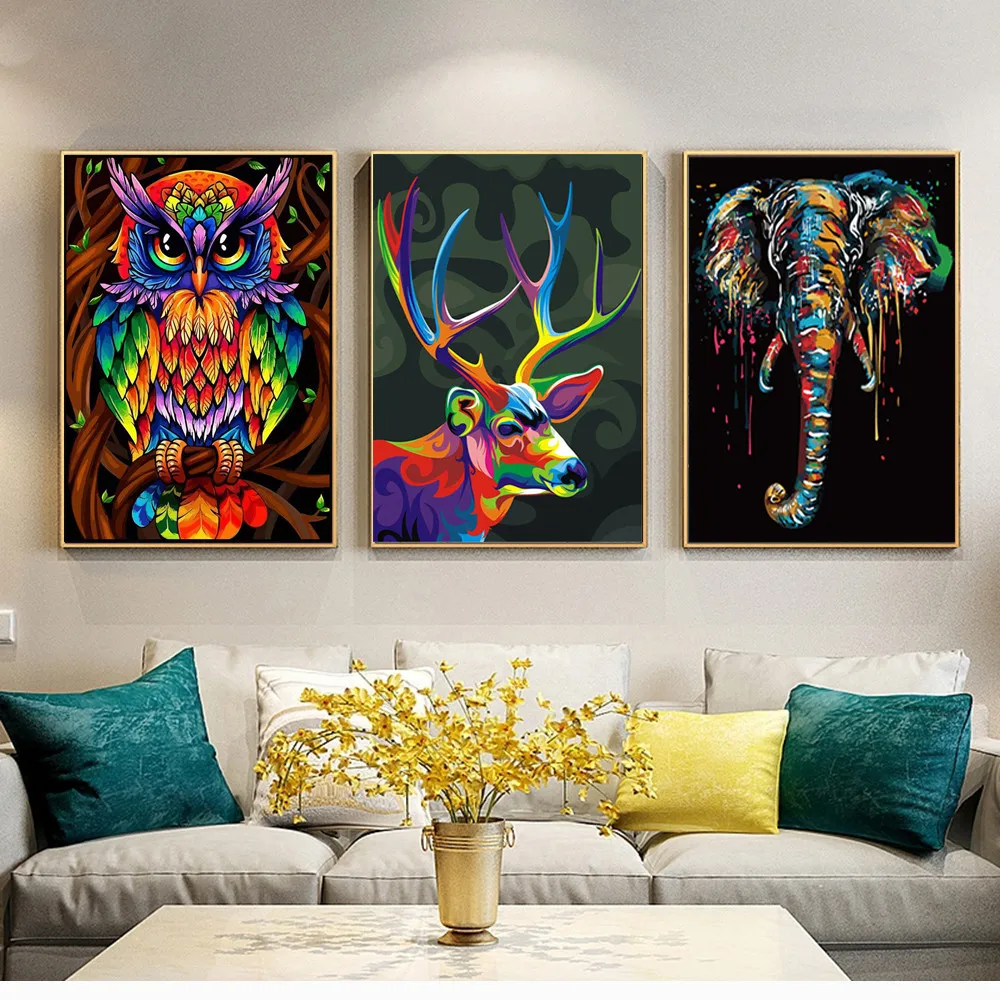 

50x40cm DIY Paints By Numbers Animals Pictures Oil Painting By Numbers Set Gift Coloring By Numbers Canvas Wall Set