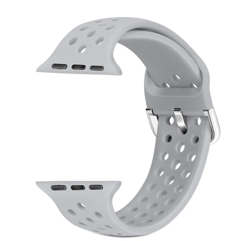 grey Ремешок для apple watch группа 4, версия 1, 2, 3, ремешок 44/40 мм силиконовый браслет для наручных часов iwatch серии, версия 1, 2, 3, ремешок 38, 42 мм, версия дышащий Браслет аксессуар - Цвет ремешка: grey