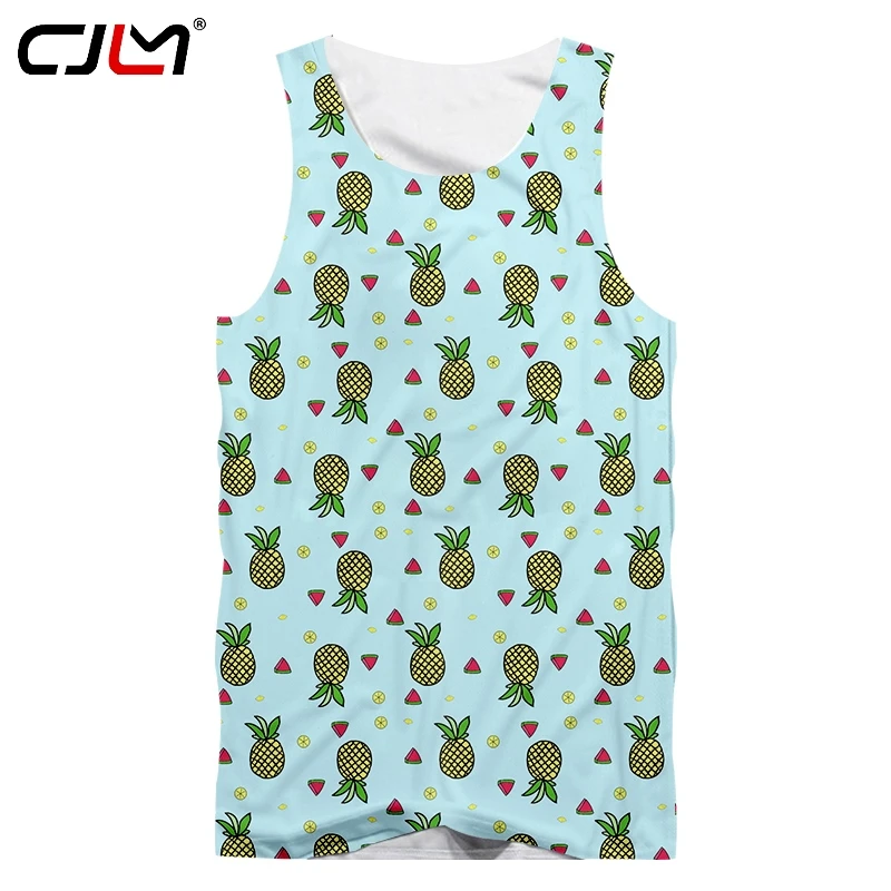 

CJLM Summer New Fashion Men's Vest Fruit Watermelon Pineapple Print 3D Male Novelty Tank Top Casual Sleeveless Top Oversized 5XL