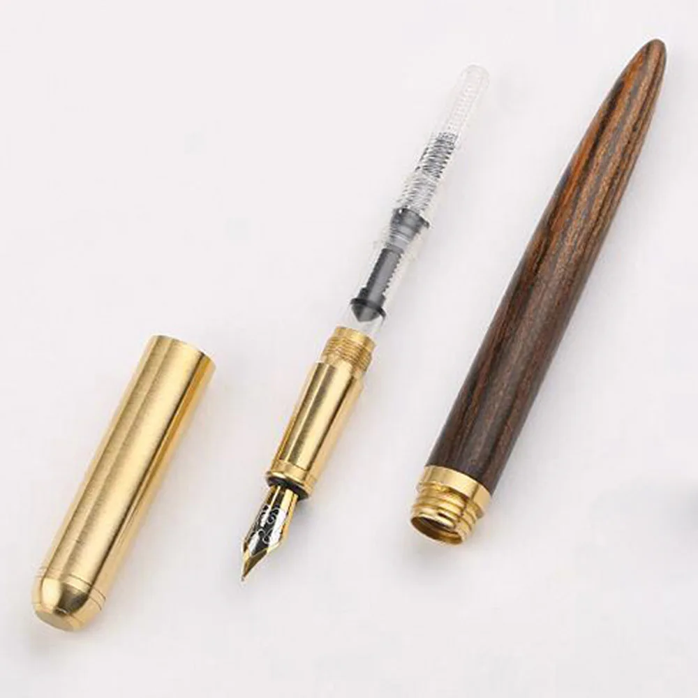 Роскошное Качество латунная Классическая перьевая ручка красная деревянная