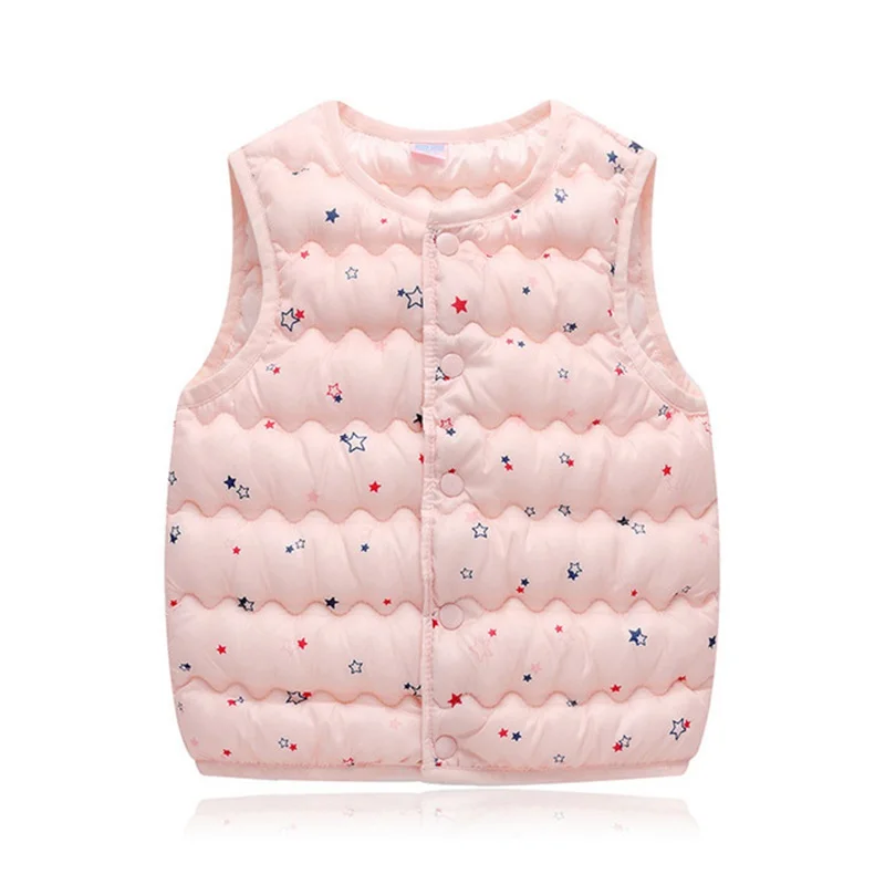 pink star CROAL CHERIE/милый жилет для малышей с птицами детский жилет для мальчиков и девочек зимняя куртка осенне-зимние жилеты для мальчиков, верхняя одежда для малышей, пальто - Цвет: pink star