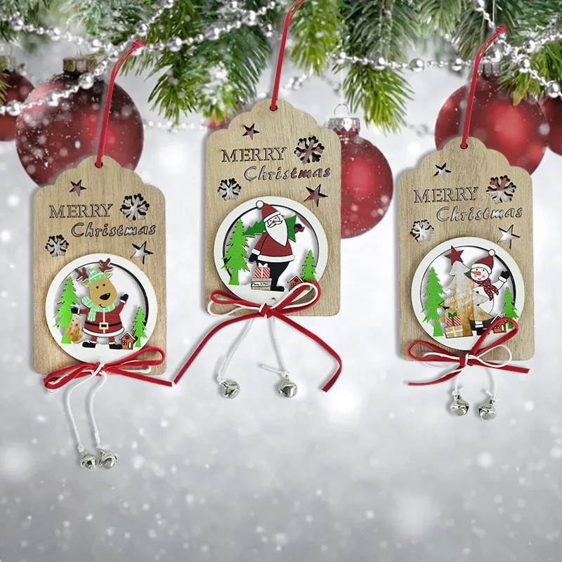

Подвесное деревянное украшение для рождественской елки "Санта", "Снеговик", "сделай сам", Рождественское украшение, новый год 2022