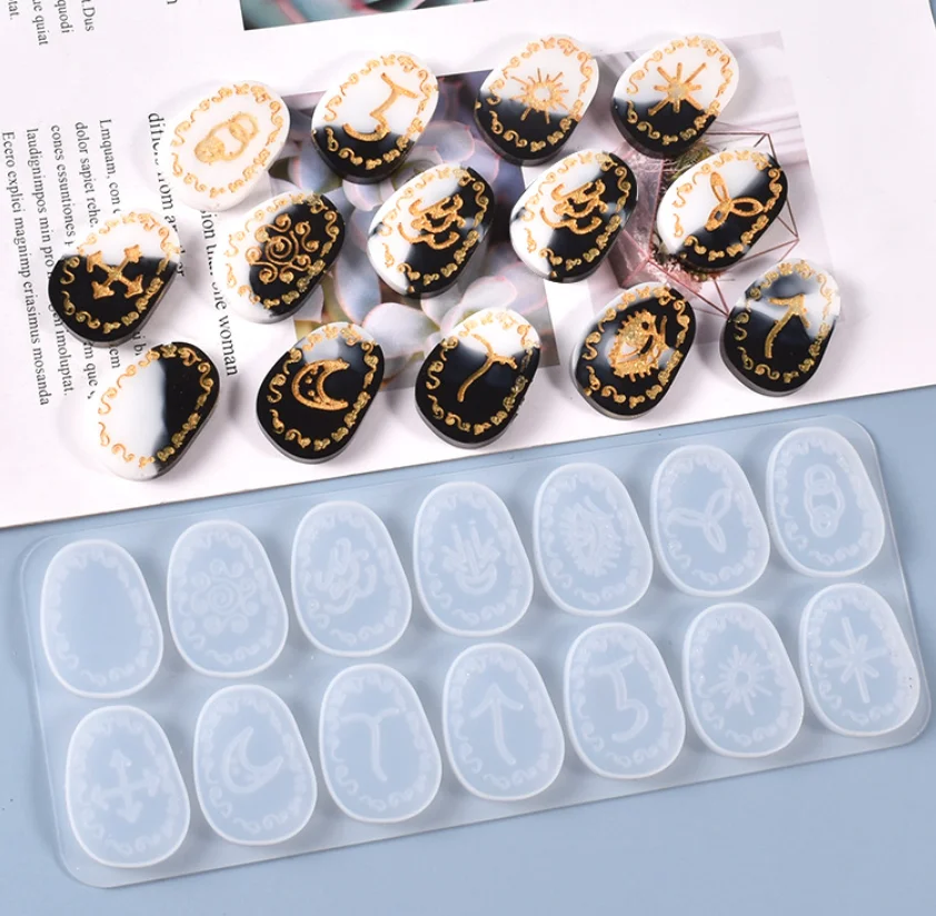 

Epoxy Mold Crafts Souvenir Rune Pendants Hanging Decoration Table Ornaments Shape DIY Silicone Epoxy Resin Mold Accessories