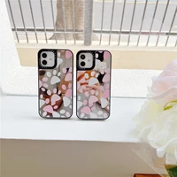 pink cute pet cat paw print makeup mirror phone case for iphone 12 11 pro x xs max xr 7 8 plus se2 fashion soft border cover