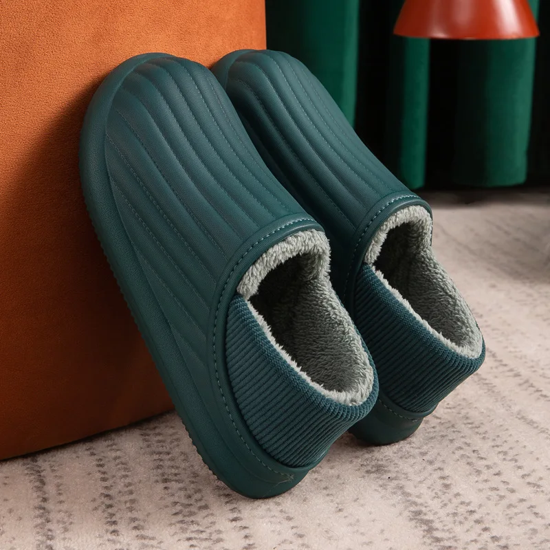 

2021 Waterproof Non-Slip Home Slippers Women EVA Slippers Winter Warm Indoor Cotton Shoe Ladies Soft Couples Shoes Thick Bottom