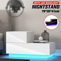 multifunction rgb led nightstand night tables bedside cabinet bedside table with high gloss 2 drawers bedroom lighting furniture