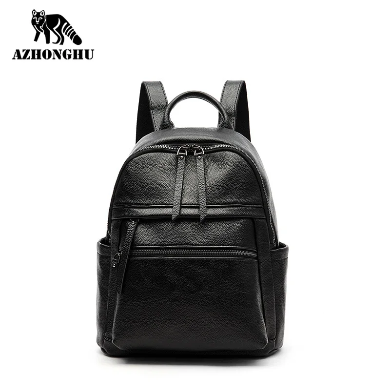 

Рюкзак из натуральной кожи, женский, Повседневный, большой емкости, для путешествий, корейский стиль, мягкая кожа, рюкзак для девочек из воло...