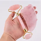 Ролик для массажа лица из натурального розового кварца гуаша инструмент здоровой кожей акупунктуры массажер для шеи для похудения крем для лица против морщин и целлюлита