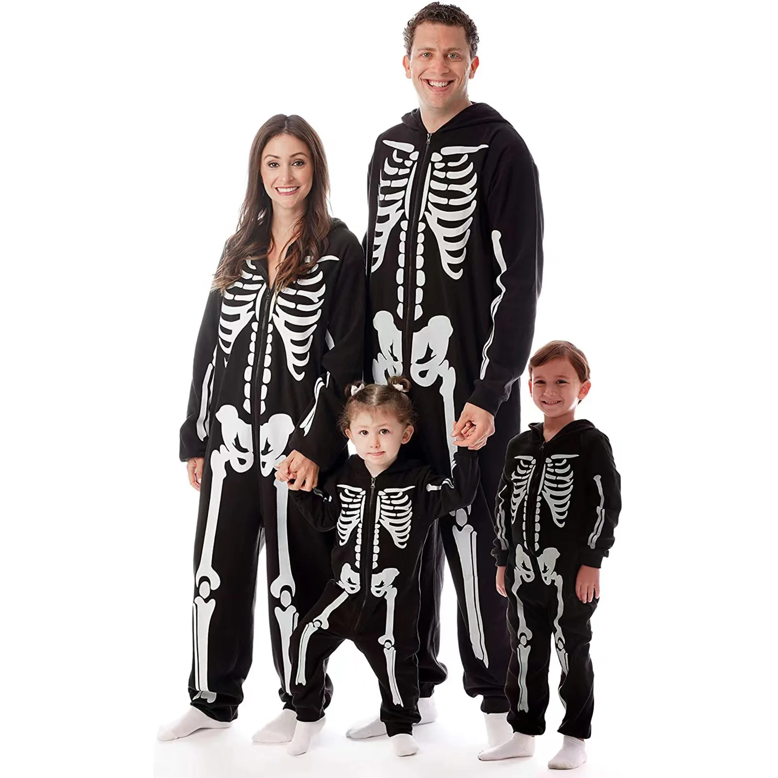 

2021 match with family clothes mother and son clothes Halloween parent-child suit printed home clothes pajamas one-piece suit