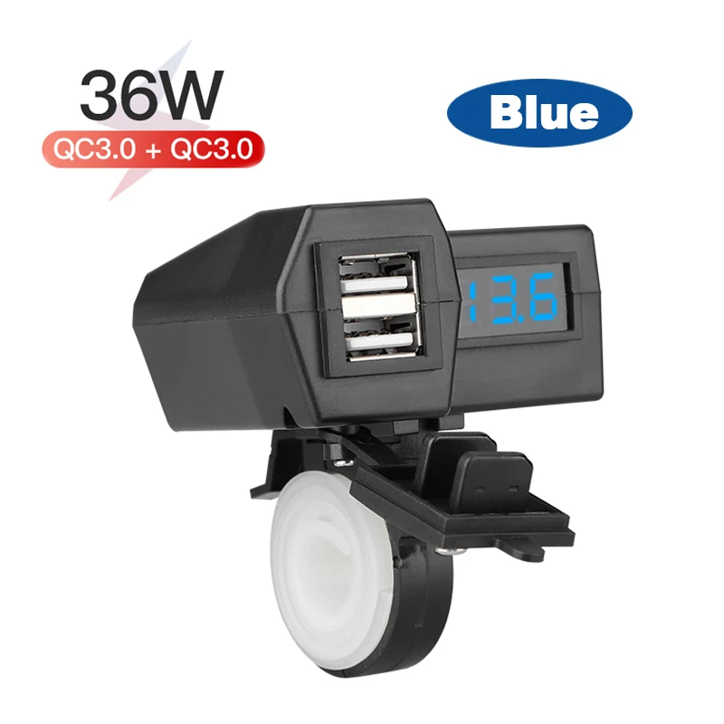 

QC3.0 Вольтметр для быстрой зарядки, водонепроницаемый 12-24 В, USB-разъем питания для мотоцикла, аксессуары для переключателей зарядного устройства с адаптером включения/выключения