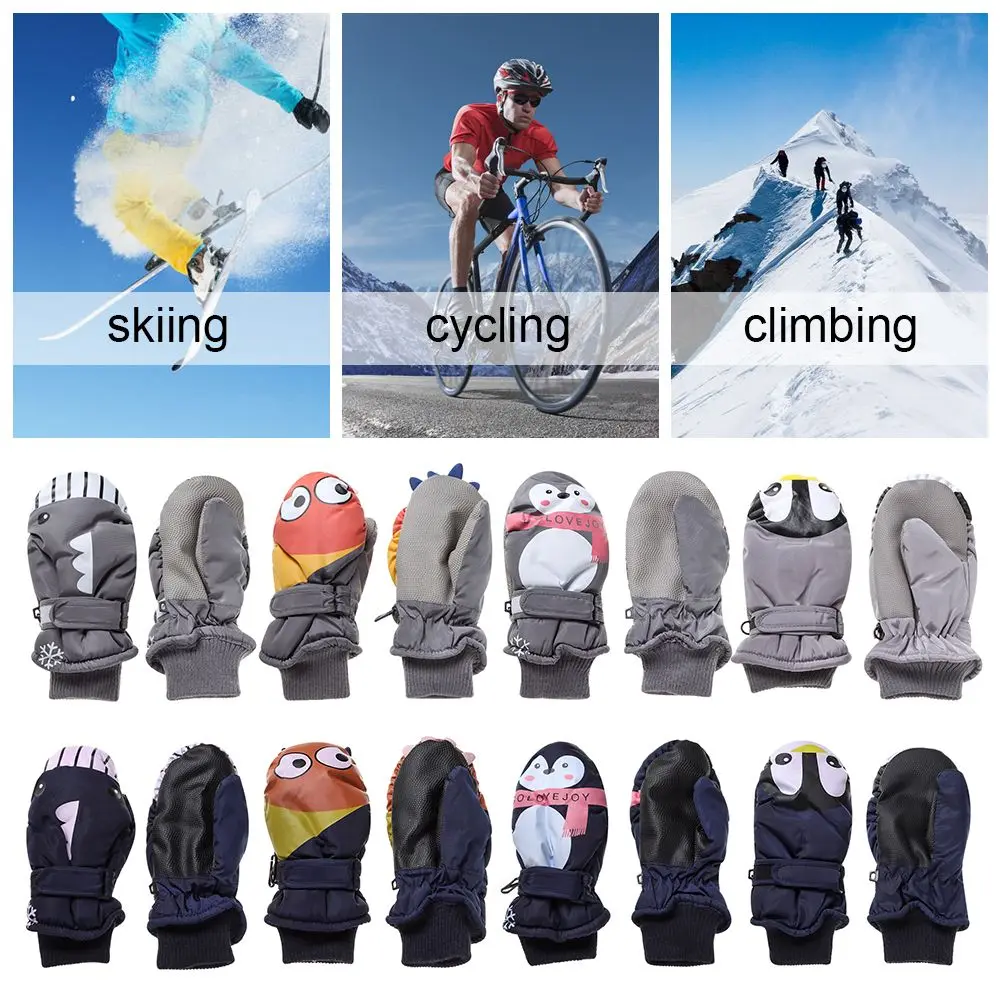 

Non-slip Children Kids Thicken Warm Long-sleeved Mitten Snow Snowboard Children Ski Gloves Windproof Waterproof