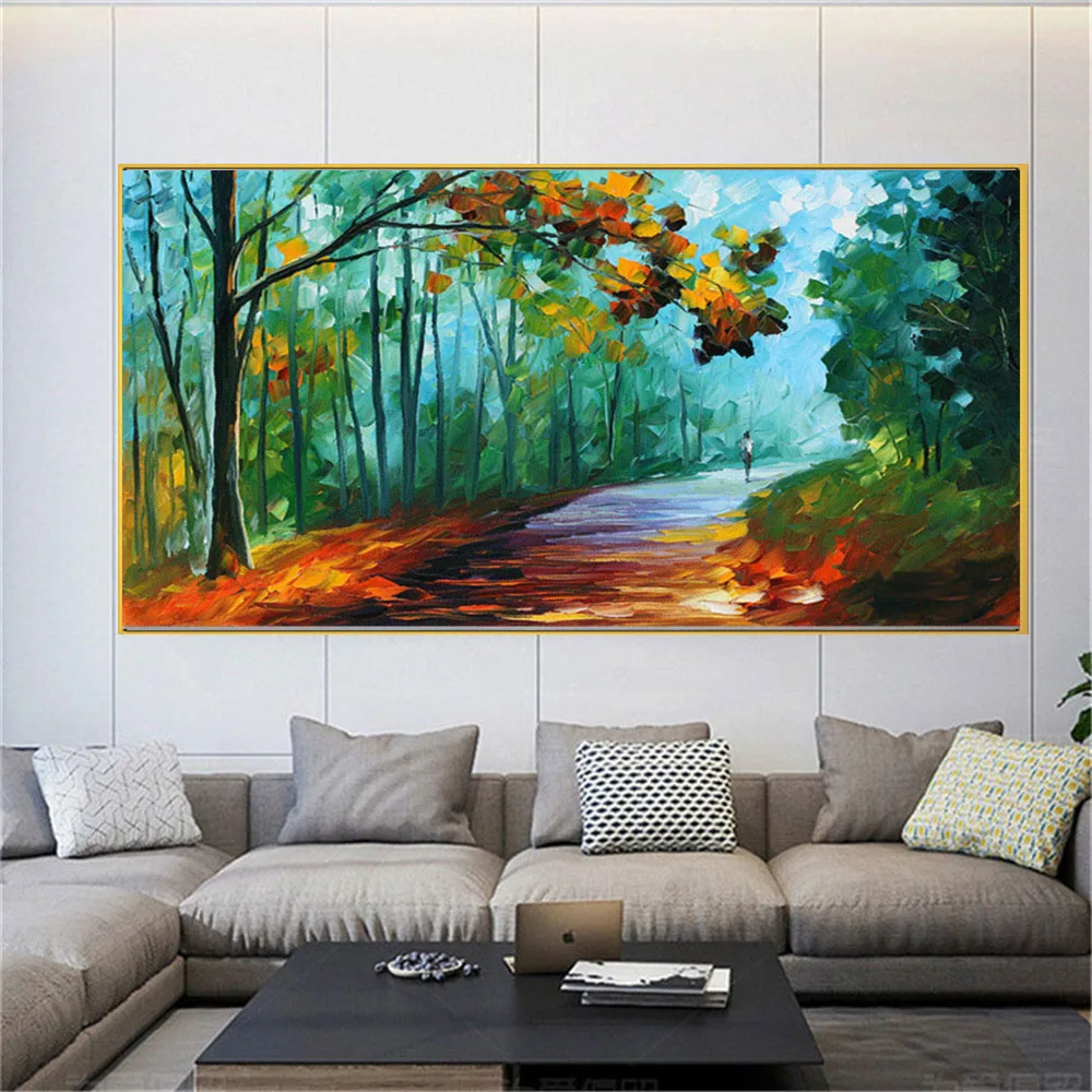 

Лидер продаж 100%, ручная роспись маслом, современная абстрактная пейзажная живопись с ножом, живопись на холсте, декор для гостиной