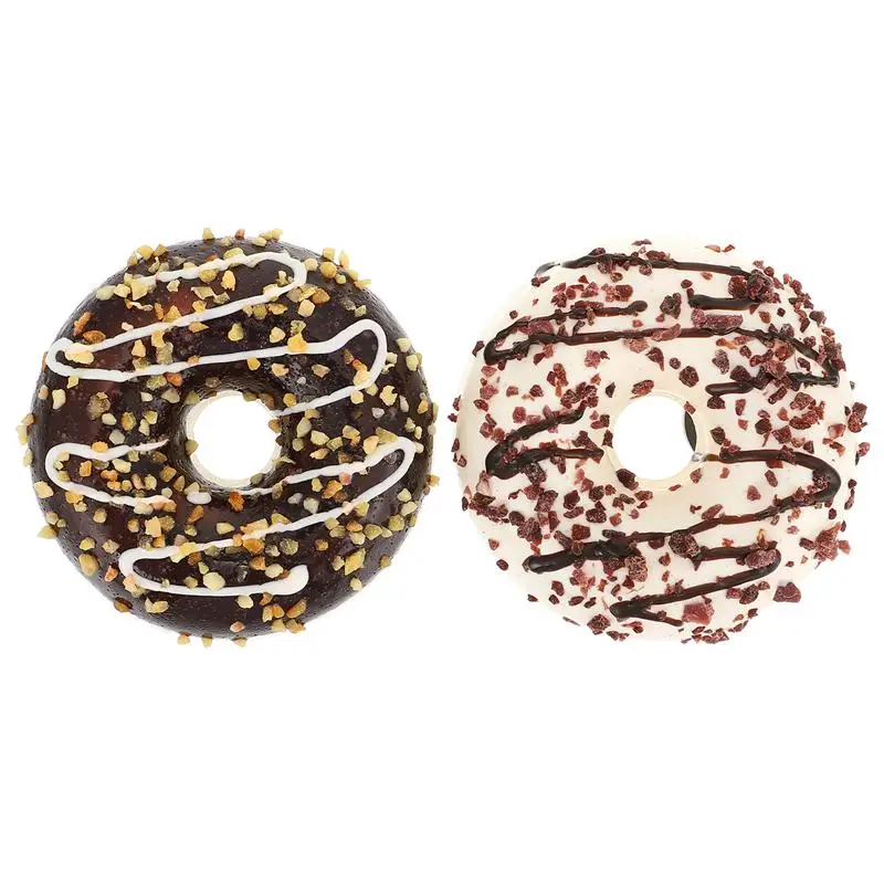 

2pcs Delicate Simulation Donut Model PU Doughnut Decor Photography Prop (Random Color)