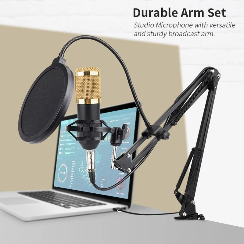 

360Universal Desktop Bedside Cantilever Stand Live Broadcast K Song BM-800 Microphone Kit with V8II Sound Card Kit