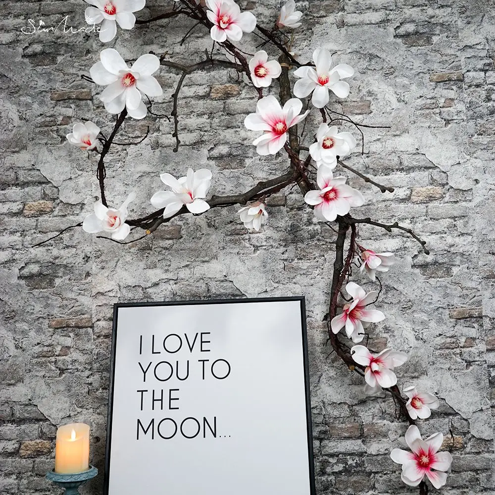 SunMade 3D белые магнолии высококачественная лоза настенный декор свадебные цветы