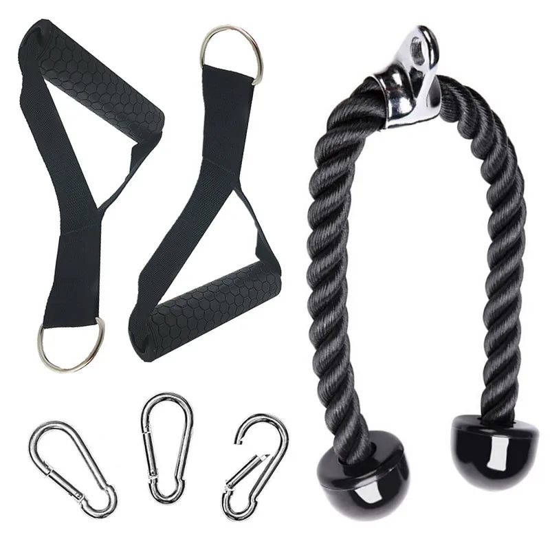 

Тросовая машинка Tricep, приспособление с ручками для упражнений в тренажерном зале, тянущаяся веревка, аксессуары для силовых тренировок в до...