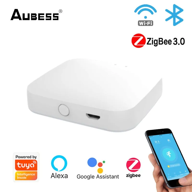 

Aubess Smart Gateway ZigBee WIFI Bluetooth Mesh Gateway Smart Home Control Bridge Work With Tuya Smart Life Alexa Google Home