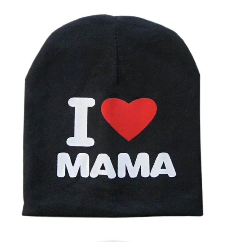 

2021 Spring Autumn Baby Knitted Warm Cotton Beanie Hat for Toddler Baby Kids Girl Boy I LOVE PAPA MAMA Print Baby Hats