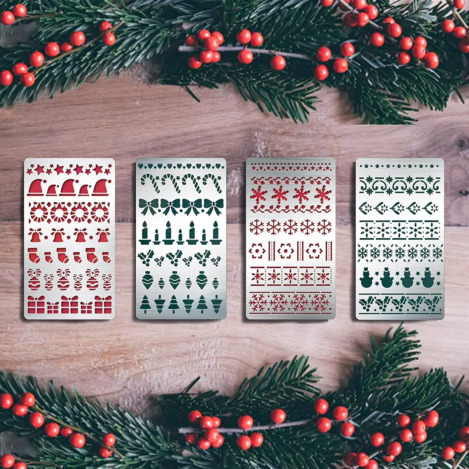 

4Sets Christmas Theme Cutting Dies Hat Snow Metal Embossing Cutting Stencils Scrapbooking Embossing Card 17.7x10.1cm