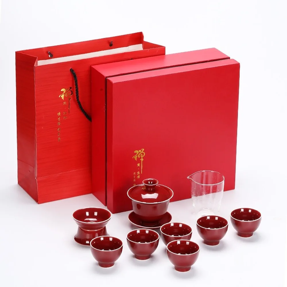 

High-quality ceramic tea set, ceramic tea bowl, teacup, Kung Fu tea set, wedding and festive gifts, commercial support