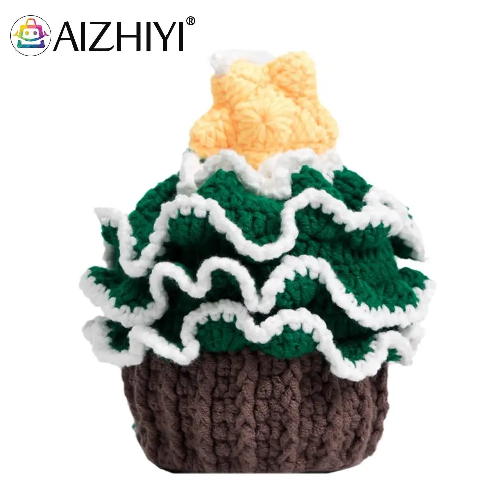 

Vintage Handknitted Hit Color Crochet Cupcake Shape Shoulder Bags Women Bucket Winter Travel Mini Knitted Phone Tote Bags