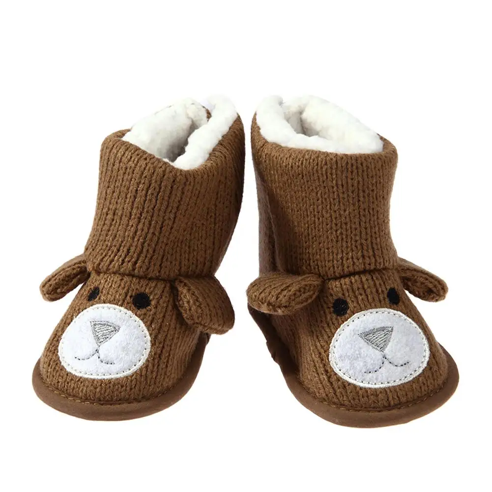 

JOCESTYLE Winter Warm Baby Shoes Cute Cartoon Bear Girl Boy Knitted Boots Infant First Walkers Shoes Dropshipping