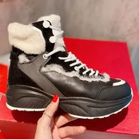 french vvl winter warm fur integrated motorcycle boots high top womens sports shoes wool lining top quality with box bag