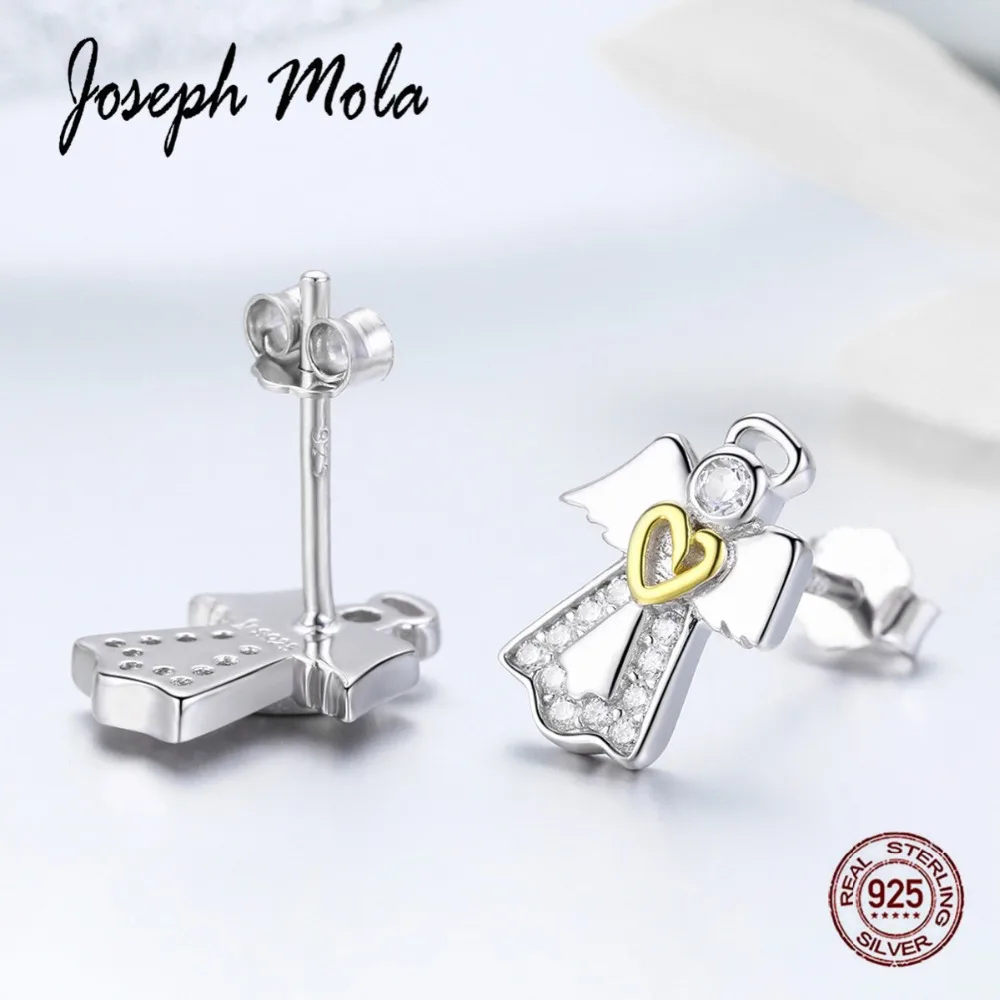Joseph Mola 925 серебро религиозный Guardian Angle ZC клипсы с камнем Серьги для женщин подарок