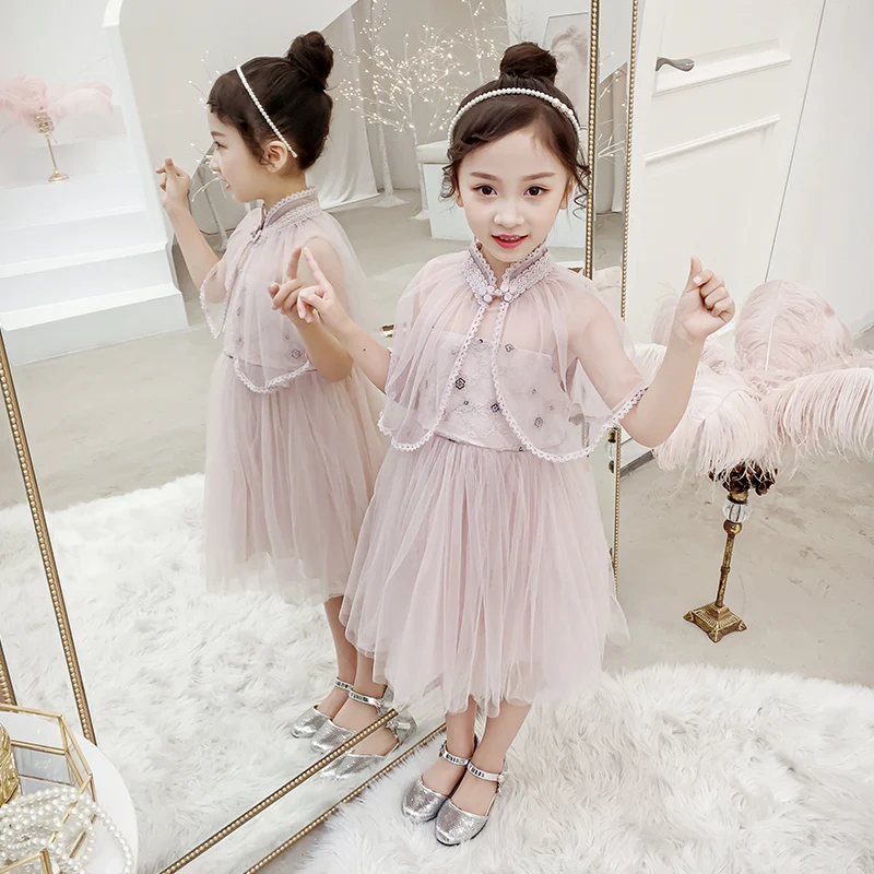 Summer Dresses For Girls 2019 Brand Clothing White Shawl Princess Party Dress Chinese Vintage Embroidered 3-14Y | Детская одежда и