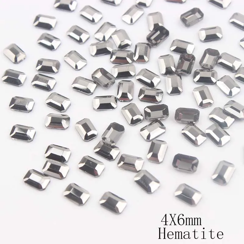 Hematite 100 шт BIGpack Стразы для ногтей 4x6 мм длинные Восьмиугольные цветные камни стеклянные стразы для дизайна ногтей для 3D украшения ногтей - Цвет: Hematite