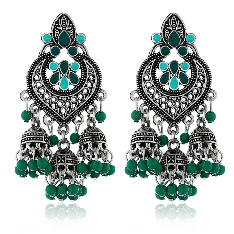 Ретро индийские болливудские кундан Jhumka Jhumki Висячие серьги цыганские модные