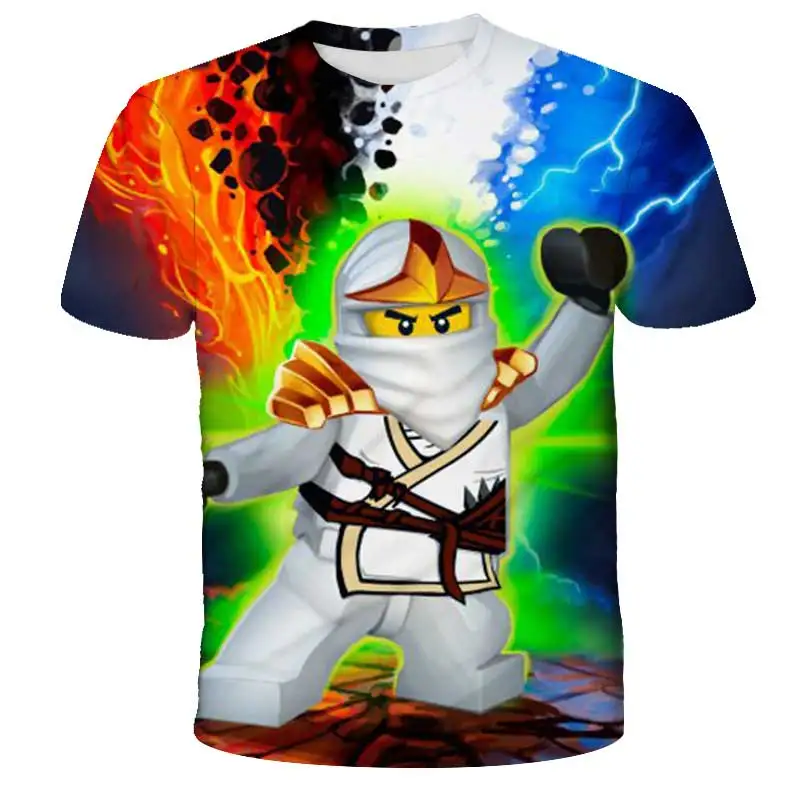 3D футболки для мальчиков летние детские NInjago с мультяшным аниме модная футболка и