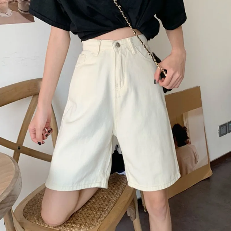 Harajuku BF Loose Newest Summer Womens Shorts Trendy Fashion School Students Shorts Women High Waist Female Solid Lovers Females