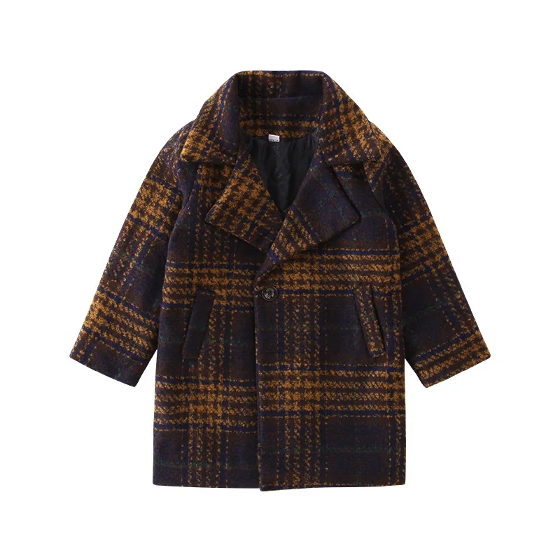 Winter Jackets Boys Solid Woolen Double-breasted Baby Boy Trench Coat Lapel 3 4 5 6 7 Y Kids Outerwear Coats For Boy Windbreaker