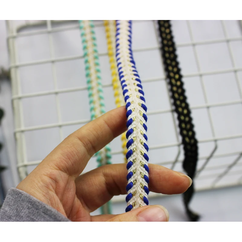 Плетеные шнуры длиной 1 см золотистые плетеные хлопковые шириной 10 мм аксессуары