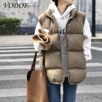 vodof 2021 winter cotton down vest womens loose vest jacket cotton padded jacket sleeveless womens winter vest