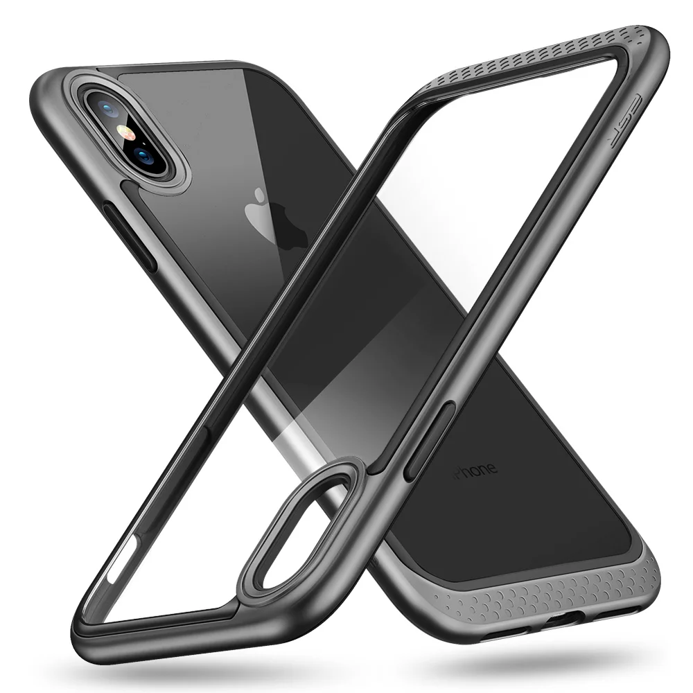 Black Чехол-бампер ESR для iPhone X/XS/XR/XS Max, сверхпрочная Броня с рамкой-бампером, Прозрачная Жесткая задняя крышка для iPhone Coque Fundas - Цвет: Black