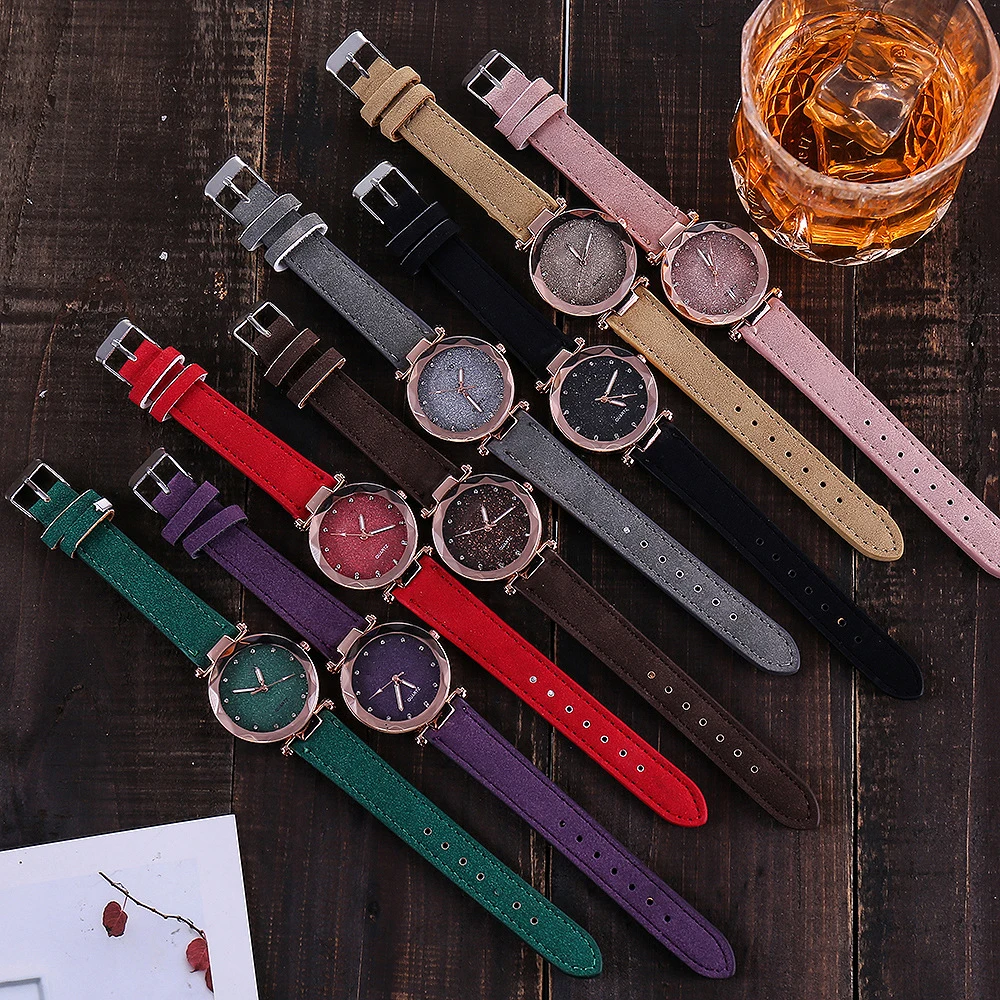 

Casual Women 5 Pcs/set with Bracelet Quartz Wristwatch Leather Rhinestone Designer Ladies Clock Watches for Gift Montre Femme