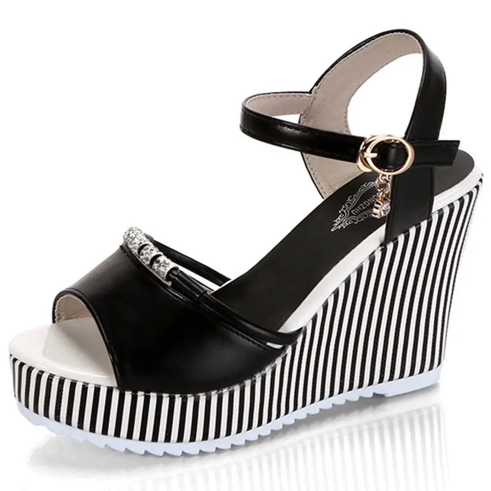 

Sorphio Ladies Summer Elegant Office Shoes Woman Elegant Ol Platform Sandals Women Fashion Concise Striped Wedges Sandals